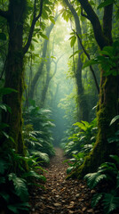 Costa Rica Looking Straight Up at Tangled Rainforest Vines