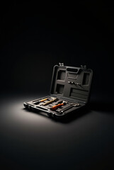 Disassembled Toolset with Missing Key Parts Floating in Absolute Darkness with Space for Text