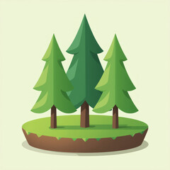 Forest Three Green Pine Trees with “Forest” Text at the Base — Clean Forest Conservation Icon