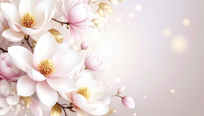 Delicate magnolia blossoms nature scene floral artwork soft pastel background aesthetic view serenity concept