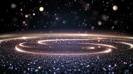  Side view circular stardust swirl with glowing particles, cosmic galaxy background, dreamy and magical atmosphere © visoot