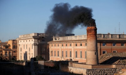 Rome's Ancient Chimney Emitting Dark Smoke