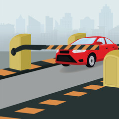 Closed car barrier. Car parking security concept illustration