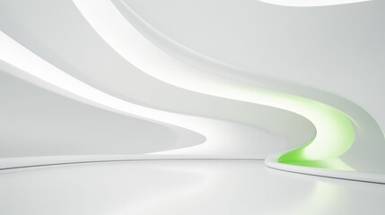 Abstract flowing white background with glowing vibrant resembling waves  futuristic architecture space creating a serene and modern aesthetic