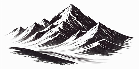 Ink dry brush stroke of moutain illustration abstract black vector