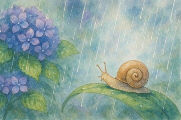 snail on a green leaf