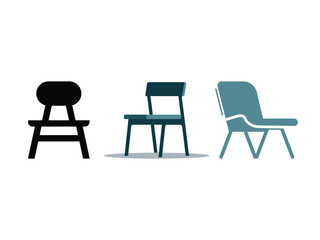 Isolated Vector Illustration of Three Stylish Chairs on White Background for Interior Design Projects and Furniture