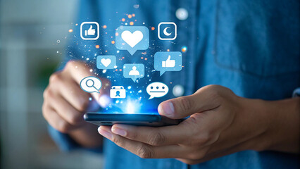 Businessman using social media, Social media interaction, Engaging social media audiences