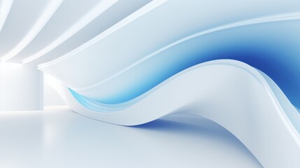 Abstract flowing white background with glowing vibrant resembling waves  futuristic architecture space creating a serene and modern aesthetic