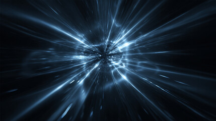 Abstract Blue Energy Burst: Glowing Rays and Light Trails