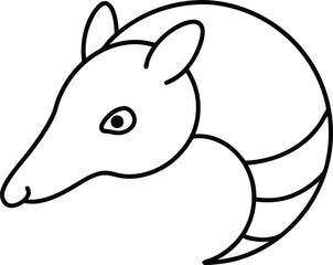 pangolin head icon line art vector illustration on transparent background