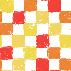 Watercolor checkered seamless pattern in warm autumn colors. Vector background for fall print, wrapping paper design