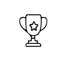 A simple line drawing of a trophy with a star on it isolated on a white background illustration art
