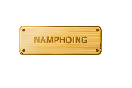 Gold rectangular plate with nam phoing text