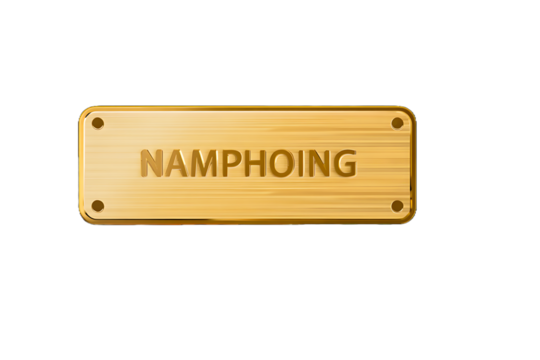 Gold rectangular plate with nam phoing text