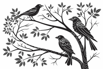 Vector Perch: Birds in Black