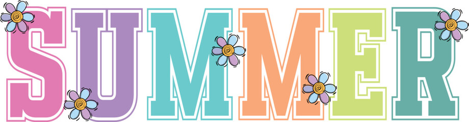 Colorful Summer Text with Flowers