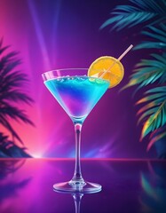 Summer background with fresh fruity cocktail