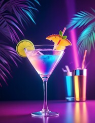 Summer background with fresh fruity cocktail