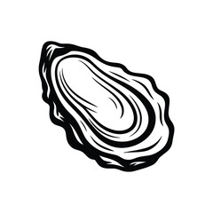 Single oyster shell black and white illustration © tarek