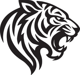 Tiger Head Silhouette: Bold, Fierce & Dynamic Wildlife Illustration