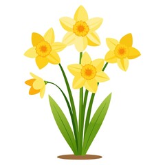 Charming Daffodil Bouquet Symbolizing Fresh Starts and Springtime Joy Illustration