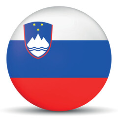 Glass light ball with flag of Slovenia. Round sphere, template icon. Slovenian national symbol. Glossy realistic ball, 3D abstract vector illustration. Big bubble.
