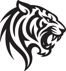 Tiger Head Silhouette: Bold, Fierce & Dynamic Wildlife Illustration