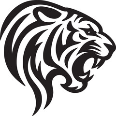 Tiger Head Silhouette: Bold, Fierce & Dynamic Wildlife Illustration
