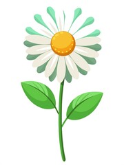 Whimsical Daisy Illustration with Light Green Accents and Detailed Yellow Center