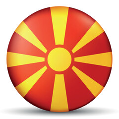 Glass light ball with flag of Macedonia. Round sphere, template icon. Macedonian national symbol. Glossy realistic ball, 3D abstract vector illustration. Big bubble.