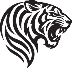 Tiger Head Silhouette: Bold, Fierce & Dynamic Wildlife Illustration