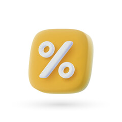 3d vector percent icon in cartoon minimal style.