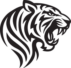 Fototapeta premium Tiger Head Silhouette: Bold, Fierce & Dynamic Wildlife Illustration