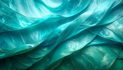 Teal fabric folds in waves