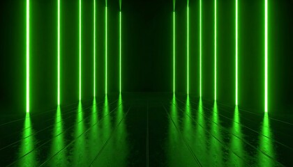 Neon green lines on dark floor
