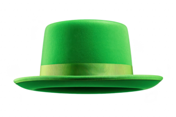 Vibrant green bowler hat with matching ribbon encircles crown, showcasing classic and stylish design. hat smooth texture and bright color make it standout accessory