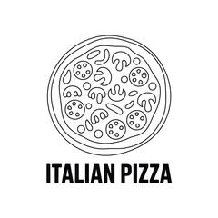 Delicious italian pizza outline illustration