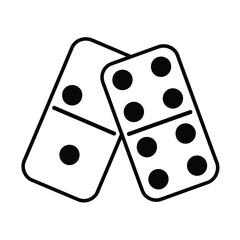 Two dominoes line art icon illustration