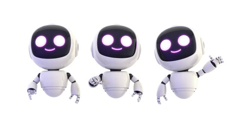 Cute robot animation character design ai technology artificial intelligence futuristic bots smiling robots