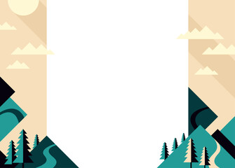Decoration for brochure or presentation - mountainscape in simple geometric style
