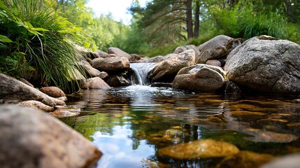 Stream over rocks in forest