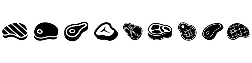 Meat icon vector set. Steak illustration sign collection. BBQ symbol. Food logo. Brazier mark.
