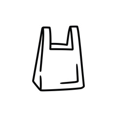 Hand drawn plastic shopping bag icon