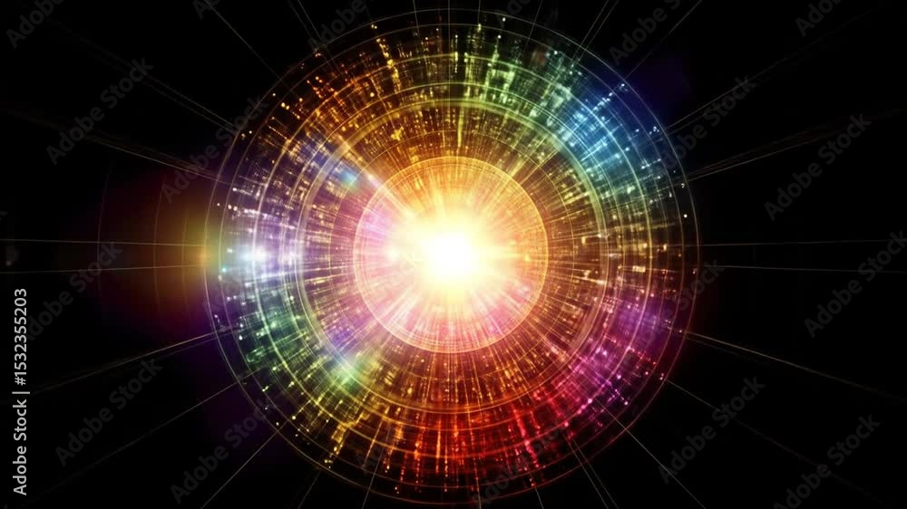 Poster abstract circular design with radiating light