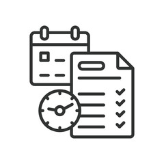 Daily planner, icon in line design. Daily planner, schedule, calendar, organizer, task list, agenda, time management on white background vector. Daily planner, editable stroke icon