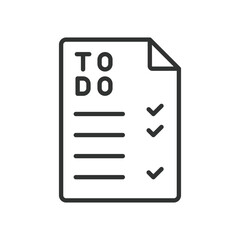 To-do list, icon in line design. To-do list, checklist, task list, planner, productivity, organization, goals on white background vector. To-do list, editable stroke icon