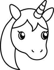 unicorn head icon line art vector illustration on transparent background

