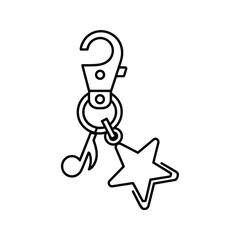 Line art keychain with star and music note charm