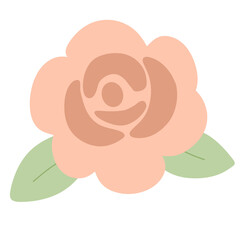 Pastel Rose PNG Clipart – Cute Single Flower with Leaves Transparent Background